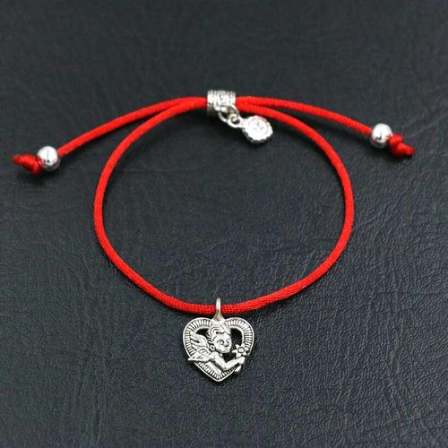 Bracelet Ange Doux En Forme De C¿Ur Pour Femme Et Garçon, Couleur Argent, Corde Rouge, Cadeau Pour Couple