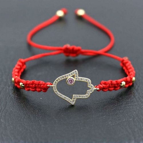 Bracelet Main De Fatima En Cristal Brillant Pour Hommes Et Femmes, Couleur Argent, Corde Rouge, Fil Tressé, Porte Bonheur, Cadeaux