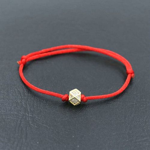 Bracelet En Fil De Corde Rouge Pour Femmes, Micro Pavé Cz, Boules De Cristal Multidimensionnelles, Bracelets Porte Bonheur Pour Amoureux