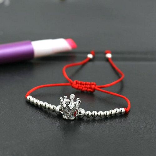 Bracelets En Fil De Corde Rouge Pour Femmes, Ravissants Animaux, Micro Pave, Cz Aaa, Couleur Argent