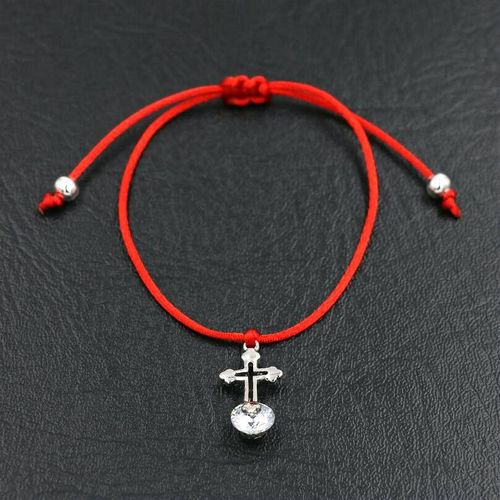 Bracelet Croisé En Zircon Pour Femmes, Couleur Argent, Cristaux Brillants, Aaa, Fil De Corde Rouge, Amour, Couples Chanceux
