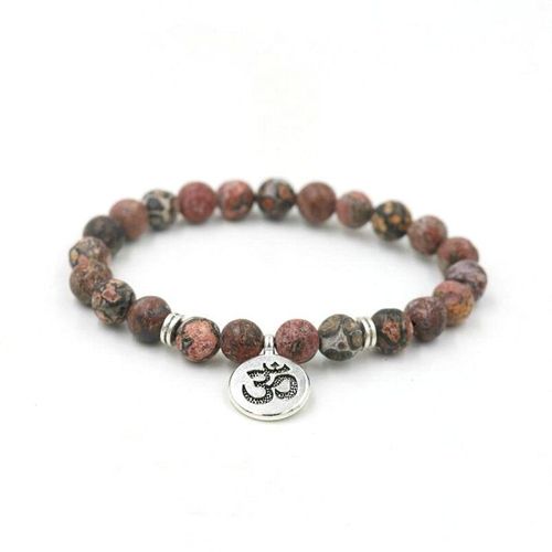 Bracelets Bouddhistes En Pierre D'amazonite Mate, Breloque Plaqué Argent Om Lotus Bouddha Yoga Chakra, Pour Hommes Et Femmes