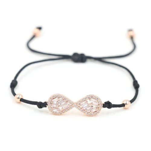 Bracelet Infini En Zircon Cristal Brillant Pour Hommes Et Femmes, Aaa, Strass, Corde À Fil Rouge, Bijoux Porte Bonheur Pour Amoureux
