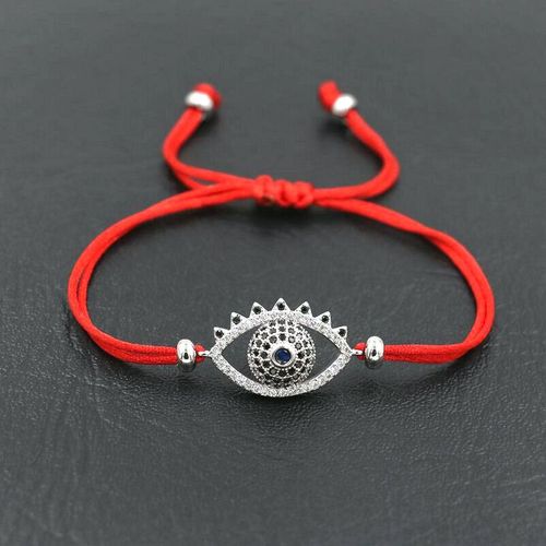 Bracelet Porte Bonheur Pour Hommes Et Femmes, Mode Micro Cristal Cz Strass Mal Des Yeux, Corde Rouge
