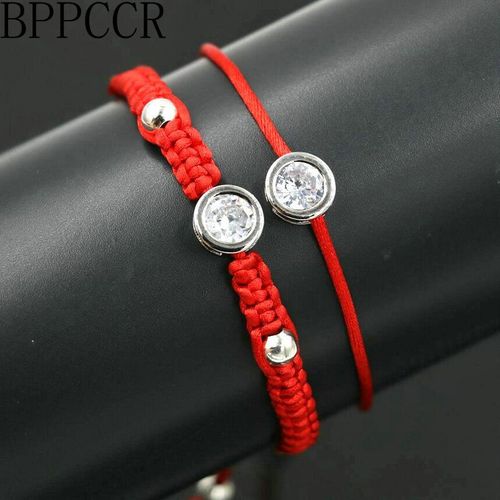 Bracelets Tressés En Cristal Brillant Pour Femmes, Couleur Argent, Minimaliste, Corde En Zircon Rouge, Porte Bonheur, Amoureux Des Chakras, Pièces/Ensemble
