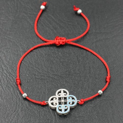 Bracelet Trèfle À Quatre Feuilles Unique En Cristal Cz, Bijoux En Corde Rouge Porte Bonheur Pour Hommes Et Femmes, Pour Couples