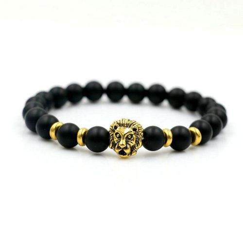 Bracelet Hip Hop Punk En Pierre Onyx, Marbre, Lion, Tête De Lion, Breloque, Pour Hommes Et Femmes, Porte Bonheur, Cadeaux Pour Couples
