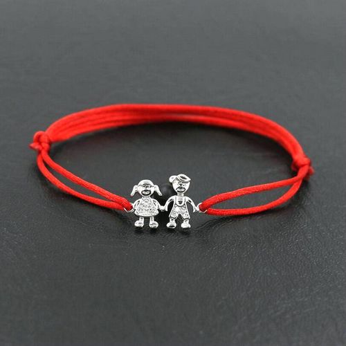 Bracelet En Corde Tressée Pour Garçons Et Filles, Couleur Argent, Fil Rouge, Cadeau D'amitié