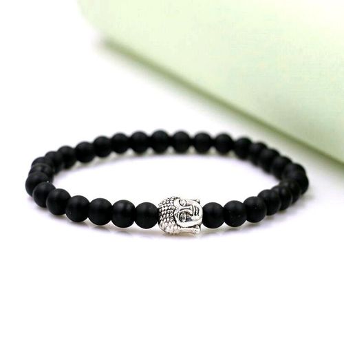Bracelet En Pierre Noire Mate, 6mm, Avec Tête De Bouddha, Chakra, Yoga, Pour Hommes Et Femmes, Amoureux De L'énergie