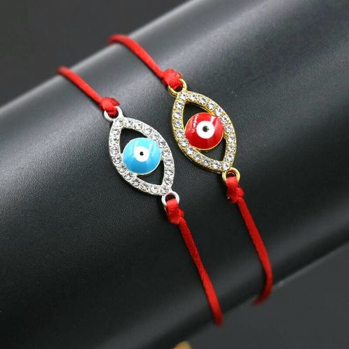 Bracelets Porte Bonheur En Zircone Cubique, Couleur Argent, Mauvais ¿Il Tressé, Cordon Rouge, Amoureux, Pièces/Ensemble