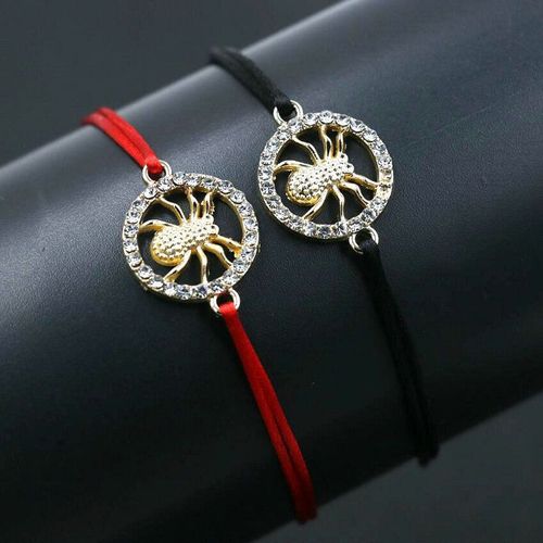 Bracelet Araignée En Cristal Zircon 2 Pièces/Ensemble, Porte Bonheur, Fil De Corde Rouge, Breloques Pour Hommes Et Femmes, Couples Amoureux, Bijoux