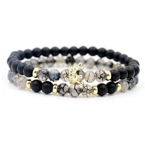 Bracelet À Breloques En Pierre D'onyx Pièces/Ensemble Naturelle Pour Hommes Et Femmes, Couronne En Cuivre, Bracelets Puissants Pour Amoureux, Bijoux Porte Bonheur Bouddha