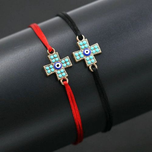 Bracelet Croisé En Argent Pièces/Ensemble Pour Couples, 2 Pièces, ¿Il Maléfique, Corde Rouge, Fil, Souhait D'amitié, Cadeau Pour Hommes Et Femmes