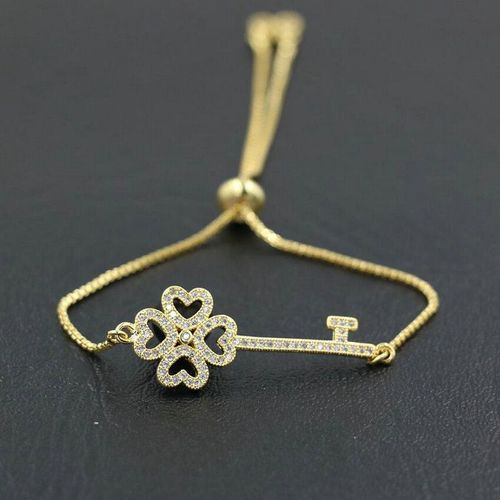 Bracelet Clé D'amour Pavé De C¿Ur, Micro Strass En Zircon, Cristal Aaa, Pour Hommes Et Femmes, Mignons Couples, Porte Bonheur, Hombre, Cadeaux