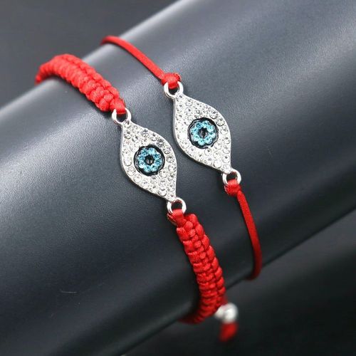 Bracelets En Cristal Zircon Pour Femmes Et Garçons, Fil Rouge, Chakra, Amitié, Couple, Bijoux, 2 Pièces/Ensemble