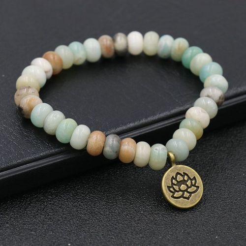 Bracelet De Perles Boulier Pour Homme Et Femme, Bijou En Pierre Naturelle, Amazonite, Lotus, Bouddha, Cadeau D'amour