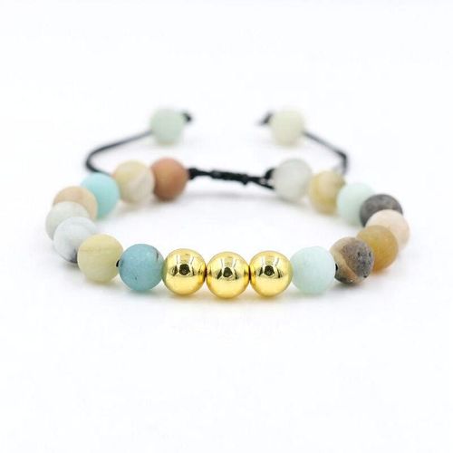 Bracelet Tressé En Pierre D'amazonite Pour Hommes Et Femmes, Breloque Porte Bonheur Pour Couples, Cadeau Pour Amoureux