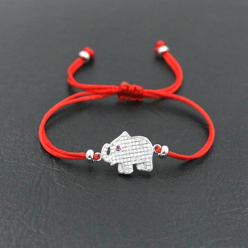 Bracelet Tressé En Forme D'éléphant, Porte Bonheur, En Cristal Et Zircon, Pour Garçons Et Filles, Cordon Rouge, Pour Couples, Pour Hommes Et Femmes