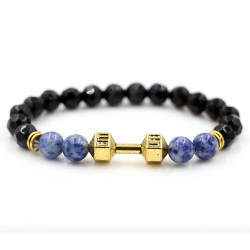 Bracelets En Pierre D'onyx Noire À Multiples Facettes Pour Homme Et Femme, Couleur Or, 8mm