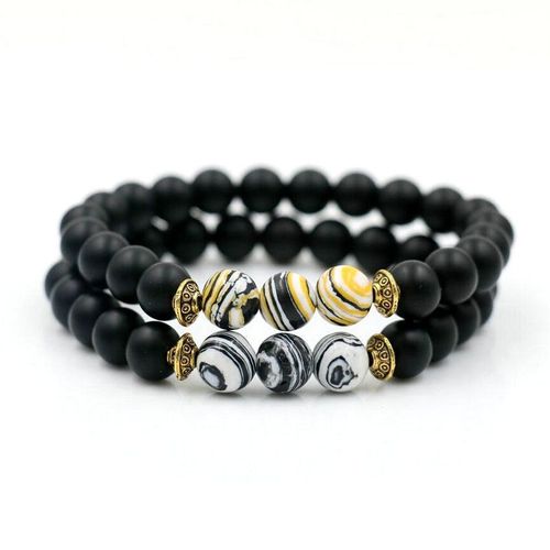 Bracelets En Pierre D'onyx, Motif Zèbre, Couple, Distance Yoga, Bricolage, Pour Hommes Et Femmes, Meilleurs Amis, Cadeaux, Pièces/Ensemble