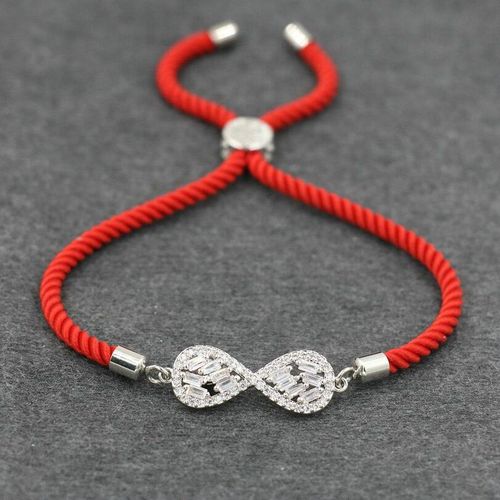 Bracelet Porte Bonheur En Zircon Infini Pour Femmes, Strass Cristaux De Couleur Argent Aaa, Cordon De Fil Rouge, Bijoux Cadeau