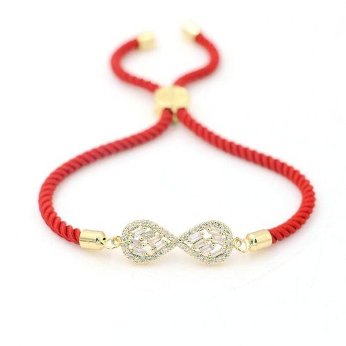 Bracelet Avec Micro Incrustation Complète En Cristal De Zircon, Numérique, 8 Infini, Pour Couples, Hommes Et Femmes, Corde À Fil Rouge, Cadeau Pour Amoureux