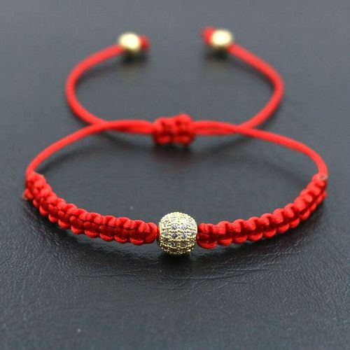Bracelet Porte Bonheur Avec Boules De Cristal En Zircon, Couleur Argent, Cordon De Fil Rouge, Tressé, N¿Ud, Bijoux Cadeau Pour Femmes