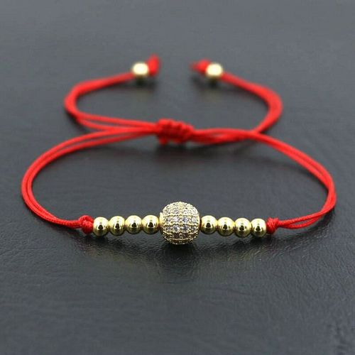 Bracelet En Boules De Zircon Cristal Brillant Pour Homme Et Femme, Cordon De Fil Rouge, Tressé, Porte Bonheur, Amoureux, Bijoux