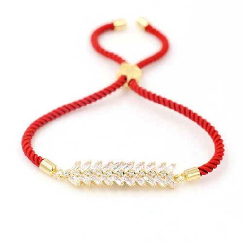 Bracelet En Cristal Zircon Pour Femmes, Brillant, Fin, Incrusté, Aaa, Corde À Fil Rouge, Porte Bonheur, Feuilles, Breloque, Bijoux Cadeau