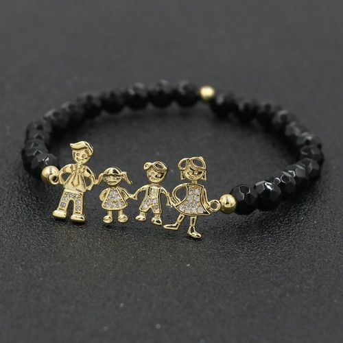 Bracelet De Famille En Pierre Naturelle Pour Hommes Et Filles, Cadeau De Charme, Pour Papa, Maman, Garçon Et Fille