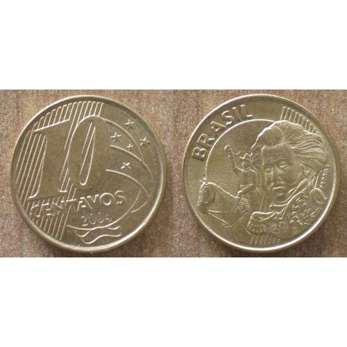Bresil 10 Centavos 2004 Piece Reals Cruzeiros Centavo Amerique Sud