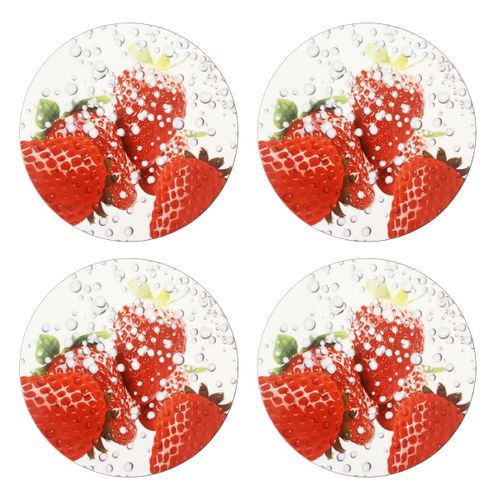 Set De 4 Dessous De Verres Fraises Cbkreation
