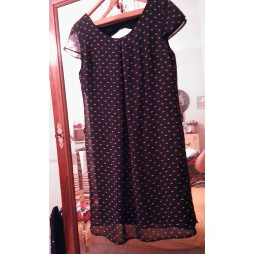 Robe Noire Motifs Kiss Rouges 38 M Camaïeu.