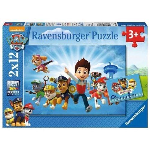 2 Puzzles Pat Patrouille 12 Pieces : Ryder Et L'equipe De Chiens Heros - Enfant 3 Ans - Qualite, Carton Epais - Set Jouet + Carte