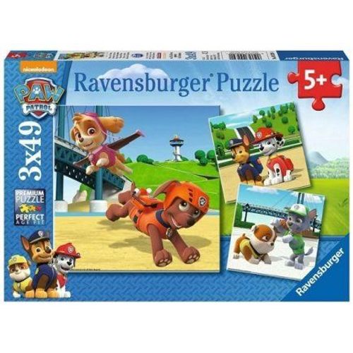 Puzzles Enfant 3 X 49 Pieces : Duo De Chiens Heros - Pat Patrouille, Dessin Anime - Fille, Garcon 5 Ans - Set Jouet + Carte