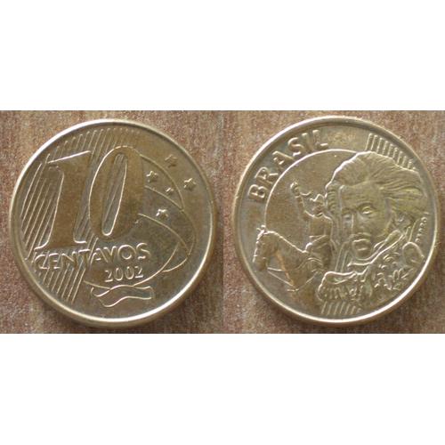 Bresil 10 Centavos 2002 Piece Reals Cruzeiros Centavo Amerique Sud