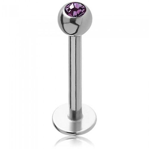 Piercing Labret Strass Violet Acier Inoxydable Femme