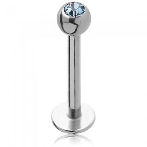 Piercing Labret Strass Bleu Acier Inoxydable Femme