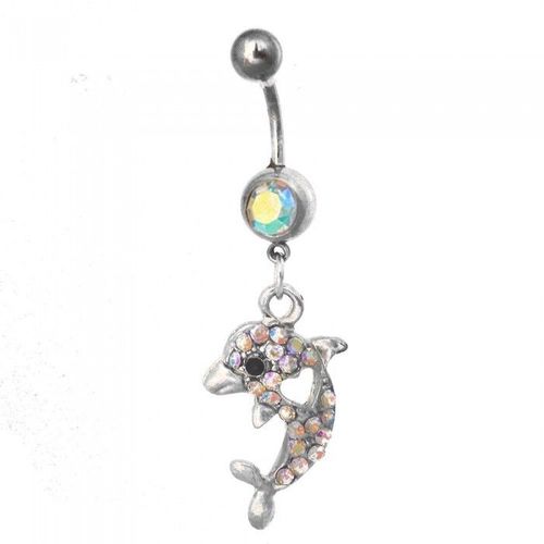 Piercing Nombril Dauphin Coeur Strass Multicolore Femme