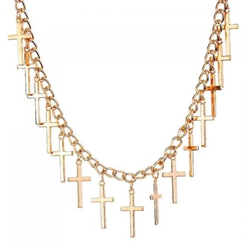Collier Grosse Maille Doré Plusieurs Croix Femme