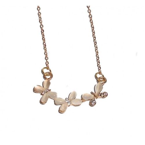 Collier Papillons Strass Doré Femme