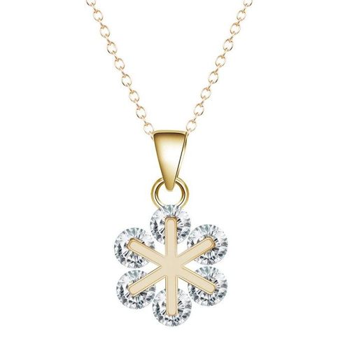 Collier Flocon Zirconium Doré Femme