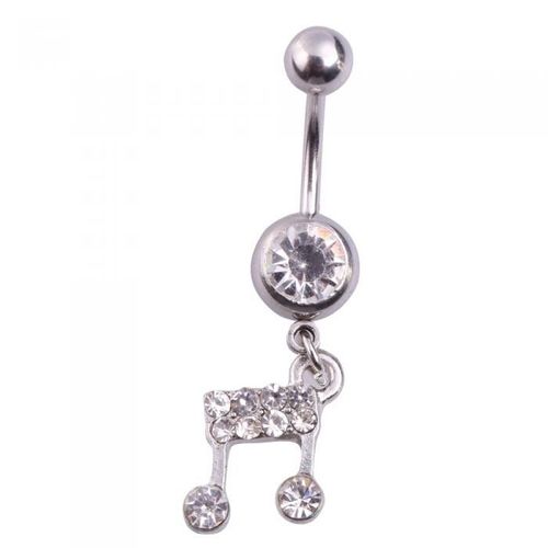 Piercing Nombril Notes De Musique Strass Acier Inoxydable Femme