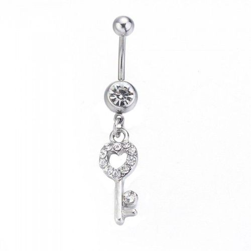 Piercing Nombril Clé Strass Acier Inoxydable Femme
