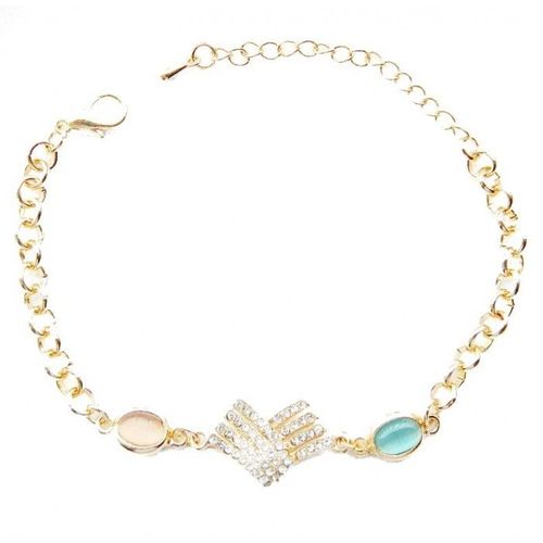 Bracelet Doré Strass Et Pierres Naturelles Colorées Femme