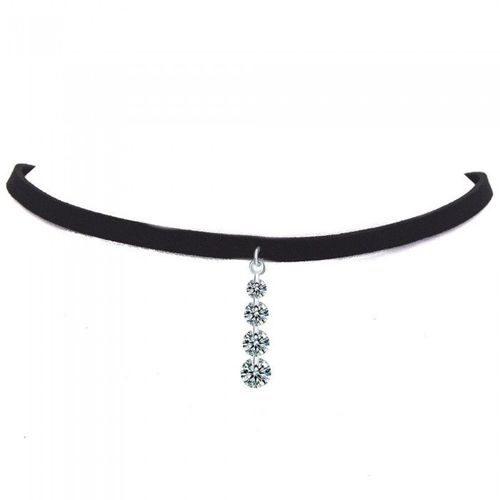 Ras De Cou Collier Cordon Noir Suite De Quatre Oxyde De Zirconium Femme