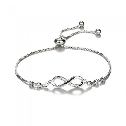 Bracelet Infini Oxyde De Zirconium Argenté Réglable Femme