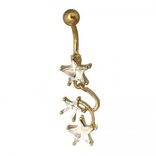 Piercing Nombril Doré 3 Strass Étoiles Femme