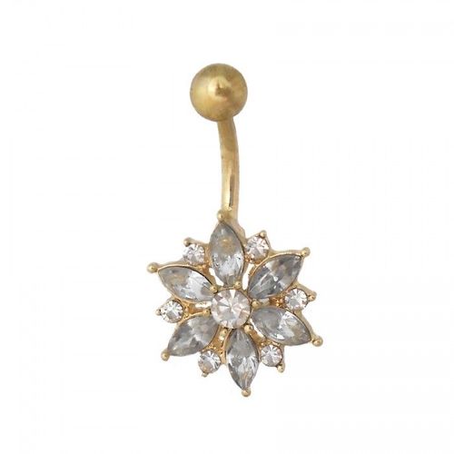 Piercing Nombril Doré Fleur Strass Femme