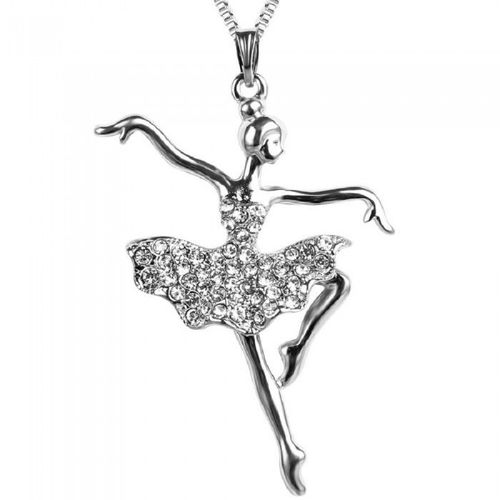 Collier Danseuse Classique Robe Strass Argentée Femme